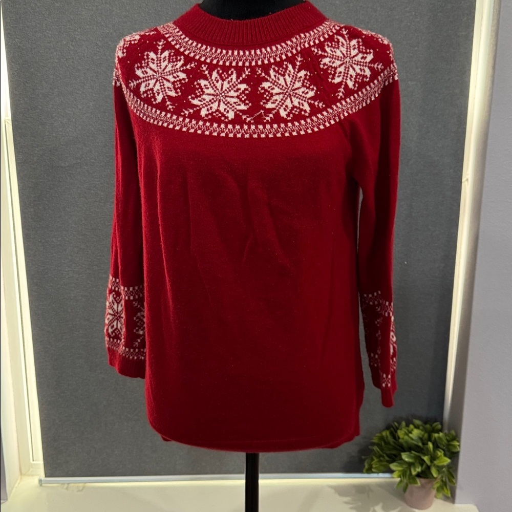 Talbots Red and White Snowflake sweatshirt